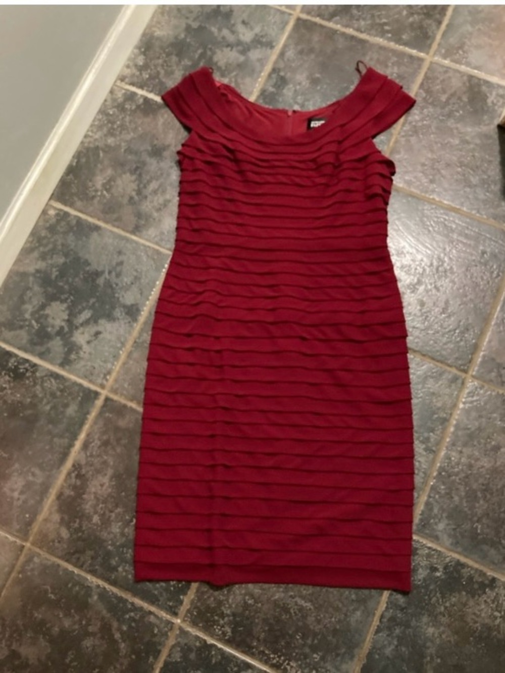 Adrianna Papell Women's Tiered Off-Shoulder Cocktail Dress - Burgundy Size 14